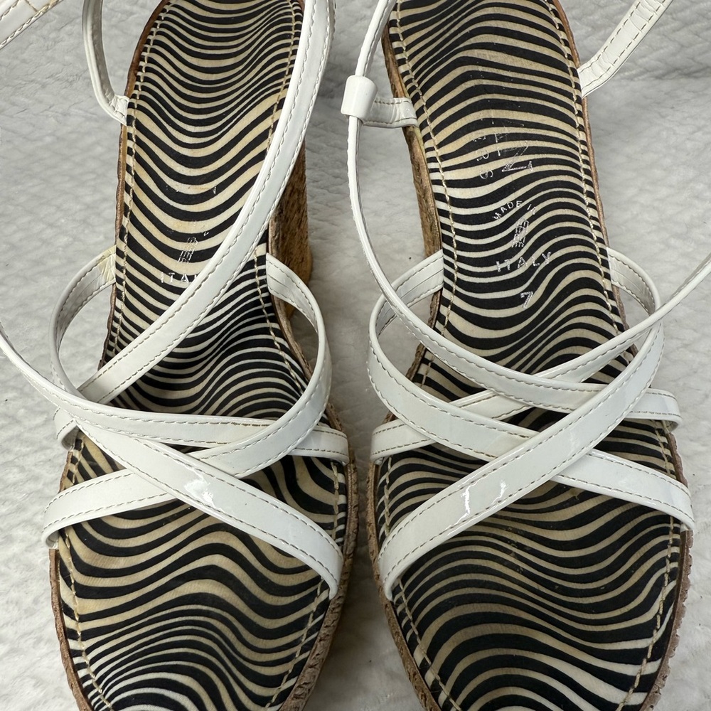 Stylish White Strappy Wedge Sandals